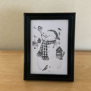 Farmhouse Christmas snowman birdhouses picture 5x7 w/frame